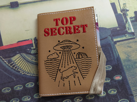 ITH Digital Embroidery Pattern for Top Secret Mini Comp Notebook Cover FOE, 5X7 Hoop