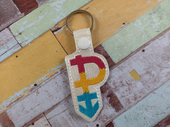 ITH Digital Embroidery Pattern for Pansexual Symbol Snap Tab/ Key Chain, 4X4 Hoop