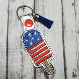 ITH Digital Embroidery Pattern for Patriotic Popsicle Snap Tab / Key Chain, 4X4 Hoop