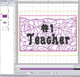 ITH Digital Embroidery Pattern for #1 Teacher card Holder, 4X4 Hoop