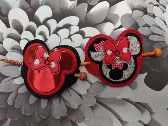 ITH Digital Embroidery Pattern for 3D Ms Mouse Hair Bun Holder, 4X4 Hoop