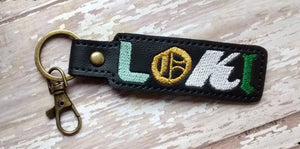 ITH Digital Embroidery Pattern for LOKI Long Snap Tab /Key Chain, 4X4 Hoop