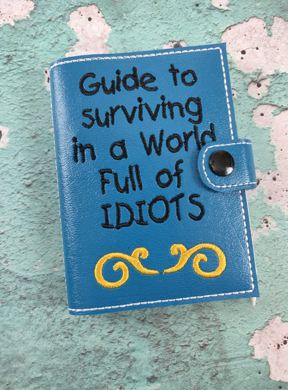 ITH Digital Embroidery Pattern for Guide Surviving Idiots Mini Comp Notebook With Snap Tab, 6X10 Hoop