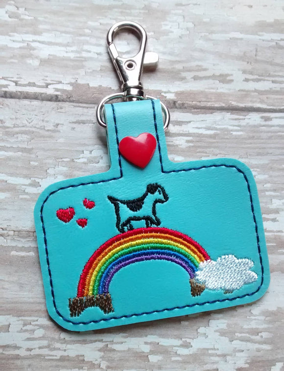 ITH Digital Embroidery Pattern for Dog Rainbow Bridge Snap Tab / Key Chain, 4X4 Hoop