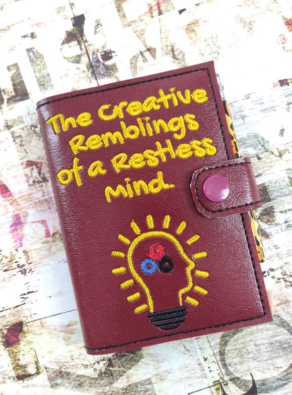 ITH Digital Embroidery Pattern for Creative Restless Minds Mini Comp Notebook With Snap Tab, 6X10 Hoop