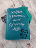 ITH Digital Embroidery PAttern for Hopes Dreams Grocery Mini Comp Notebook Cover FOE, 5X7 Hoop