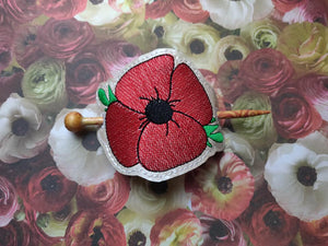 ITH Digital Embroidery Pattern for Poppy Flower Hair Bun Holder, 4x4 Hoop