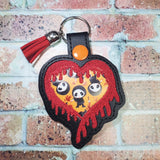 ITH Digital Embroidery Pattern for Melting Heart Applique Snap Tab / Key Chain, 4X4 Hoop