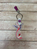 ITH Digital Embroidery Pattern for Feather Tail Hummingbird Snap Tab / Key Chain, 4X4 Hoop