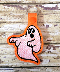ITH Digital Embroidery Pattern for Vintage Ghost Snap Tab / Key Chain, 4X4 Hoop