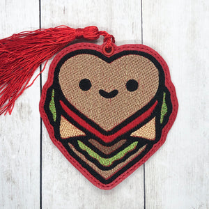 ITH Digital Embroidery Pattern for Heart Burger Bookmark, 4X4 Hoop