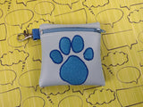 ITH Digital Embroidery Pattern For BC Blue Pup Paw Print 4X4 Zipper Pouch, 4X4 Hoop