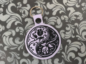 ITH Digital Embroidery Pattern For Yin Yang Rose Snap Tab / Key Chain, 4X4 Hoop