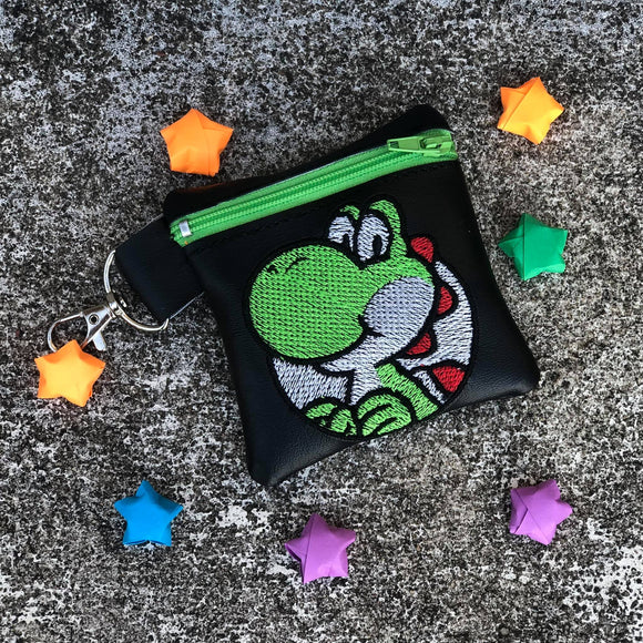 ITH Digital Embroidery Pattern for Yoshi 4X4 Zipper pouch / Poop Bag Holder, 4X4 Hoop