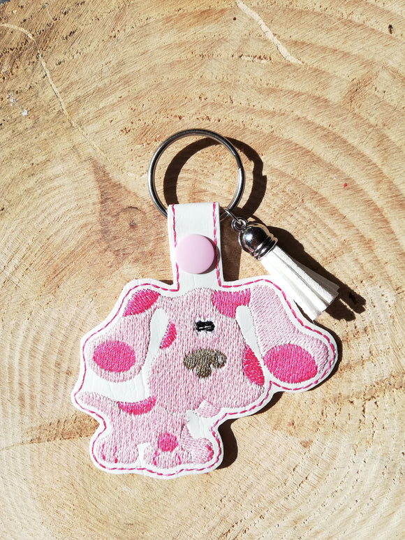 ITH Digital Embroidery Pattern for BC Pink Dog Snap Tab / Key Chain, 4X4 Hoop