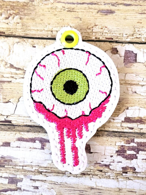 ITH Digital Embroidery Pattern for Bloody Eyeball Zipper Pull / Earrings, 4x4 Hoop