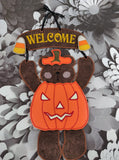 ITH Digital Embroidery Pattern for Welcome Bear Sign "5X7 Design" Pumpkin Outfit, 5X7 Hoop