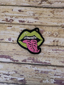 ITH Digital Embroidery Pattern for Zombie Mouth Zipper Pull / Earrings, 4X4 Hoop