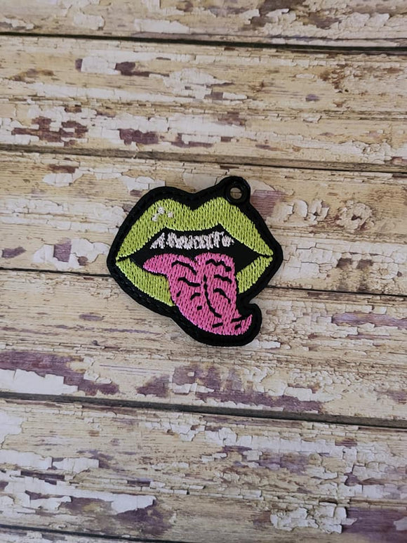 ITH Digital Embroidery Pattern for Zombie Mouth Zipper Pull / Earrings, 4X4 Hoop