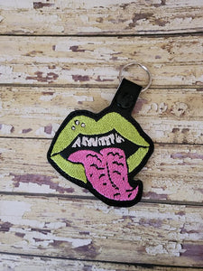 ITH Digital Embroidery Pattern for Zombie Mouth AVS Snap Tab / Key Chain, 4X4 Hoop