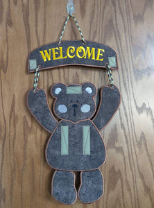 ITH Digital Embroidery Pattern for Welcome Bear Hanging Sign, Multi Hoop, 6X10 Hoop