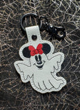 ITH Digital Embroidery Pattern for Minn Ghost Snap Tab / Key Chain, 4X4 Hoop