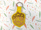 ITH Digital Embroidery Pattern for Filigree Acorn Snap Tab / Key Chain, 4X4 Hoop