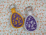 ITH Digital Embroidery Pattern for Floral Swirl Egg for Rhinestones Snap Tab / Key Chain, 4X4 Hoop