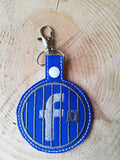ITH Digital Embroidery Pattern For FB Jail Snap Tab / Key Chain, 4X4 Hoop