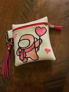 ITH Digital Embroidery Pattern for Among Valentine Tall Cash Card Zipper Pouch, 5X7 Hoop