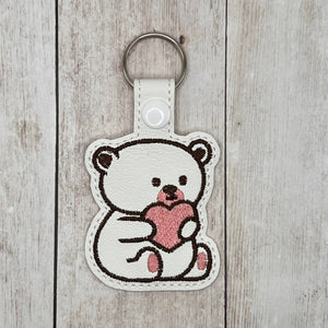 ITH Digital Embroidery Pattern for Love Bear Snap Tab / Key Chain, 4X4 Hoop
