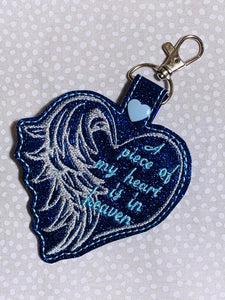 ITH Digital Embroidery Pattern for A Piece of My Heart... Snap Tab / Key Chain, 4X4 Hoop