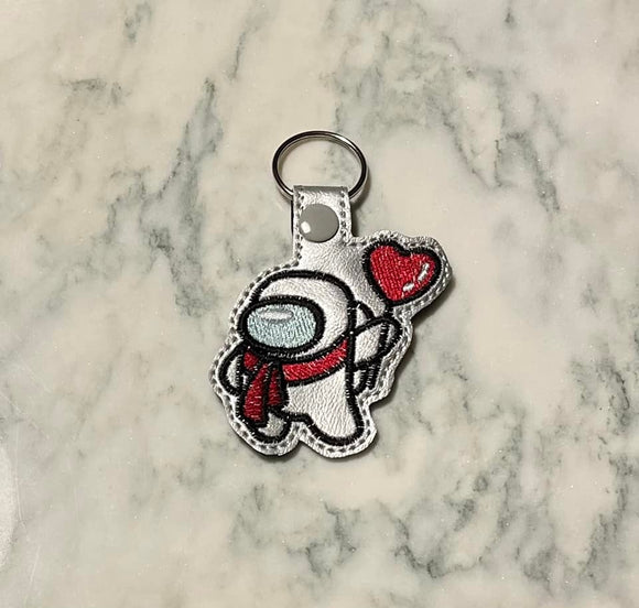 ITH Digital Embroidery Pattern for Among Valentine Snap Tab / Key Chain, 4X4 Hoop