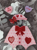 ITH Digital Embroidery Pattern for Welcome Bear Large Valentine Outfit, 6X10 Hoop