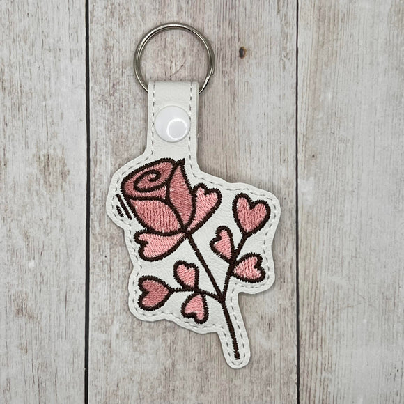 ITH Digital Embroidery Pattern for Love Rose Snap Tab / Key Chain, 4X4 Hoop