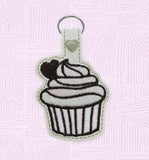 ITH Digital Embroidery Pattern for Love Cupcake Snap Tab / Key Chain, 4X4 Hoop