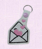 ITH Digital Embroidery Pattern for Love Letter Snap Tab / Key Chain, 4X4 Hoop