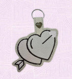 ITH Digital Embroidery Pattern for Love Double Heart Snap Tab / Key Chain, 4X4 Hoop