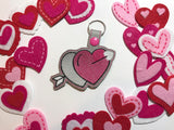 ITH Digital Embroidery Pattern for Love Double Heart Snap Tab / Key Chain, 4X4 Hoop