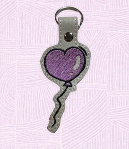 ITH Digital Embroidery Pattern for Love Heart Balloon Snap Tab / Key Chain, 4X4 Hoop