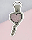 ITH Digital Embroidery Pattern for Love Heart Balloon Snap Tab / Key Chain, 4X4 Hoop