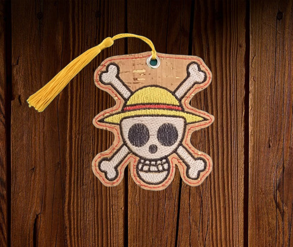 ITH Digital Embroidery Pattern for One Piece Jolly Roger Bookmark, 4X4 Hoop