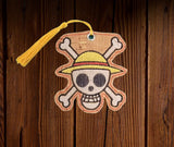 ITH Digital Embroidery Pattern for One Piece Jolly Roger Bookmark, 4X4 Hoop