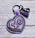 ITH Digital Embroidery Pattern for XO Cookie Snap Tab / Key Chain, 4X4 Hoop