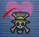 ITH Digital Embroidery Pattern for One Piece Jolly Roger Bookmark, 4X4 Hoop