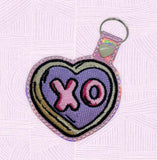 ITH Digital Embroidery Pattern for XO Cookie Snap Tab / Key Chain, 4X4 Hoop