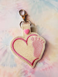 ITH Digital Embroidery Pattern for Baby Foot Heart Snap Tab / Key Chain, 4X4 Hoop