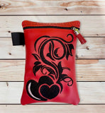 ITH Digital Embroidery Pattern for Heart Vine Tall 5X7 Lined Zipper Bag, 5X7 Hoop