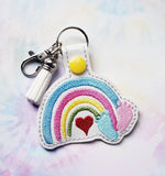 ITH Digital Embroidery Pattern for Rainbow Baby Snap Tab / Key Chain, 4X4 Hoop