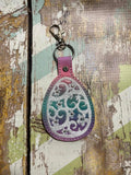 ITH Digital Embroidery Pattern for Floral Swirl Egg for Rhinestones Snap Tab / Key Chain, 4X4 Hoop